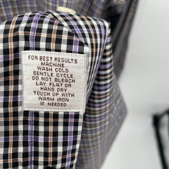 PETER MILLAR Cotton Button Down Plaid Shirt // L - Picture 6 of 7